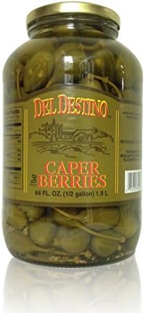 DEL DESTINO Caperberries in Brine 64 Oz - Gourmet Culinary Ingredient for Chefs, Bulk Jar, Rich Piquant Flavor, Perfect for Mediterranean Dishes & Elegant Cuisine