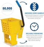 Carlisle FoodService Products 26-Quart Commercial Mop Bucket with Side-Press Wringer, Precision-Molded Polypropylene, Durable Wringer, Bucket with Non-Marking Casters, 18.5 x 16.5 x 23 Inches, Blue