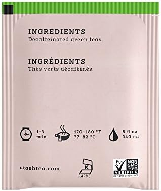 Stash Tea Decaf Premium Green Tea - Decaf, Non-GMO Project Verified Premium Tea with No Artificial Ingredients, 18 Count (Pack of 6) - 108 Bags Total