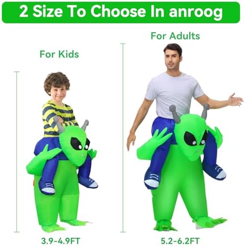 anroog Inflatable Alien Costume for Adult Blow Up Halloween Ride on Alien Costumes Suit for Men Women Funny Cosplay Party