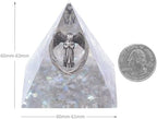 Nupuyai Natural Labradorite Crystal Pyramid for Positive Energy, Meditation Crystal Statue with Praying Angel Figurine for Healing and Home Decor