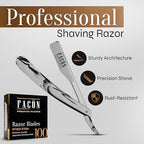 Facón Straight Razors for Men - Professional Barber Straight Edge Razor Kit with 100 Blades, Classic Stainless Steel Barbero Shaver for a Smooth & Precise Shave, Premium Barber Razor for Men's Shaving
