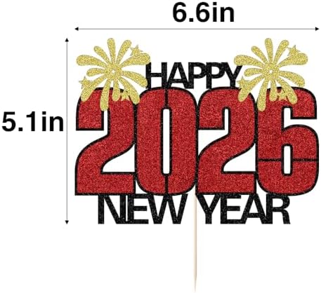 Happy New Year 2026 Party Supplies,Eve Cake Topper Decorations,Star New Year Cake Toppers,for New Year's Eve Holidays Party Decorations Supplies