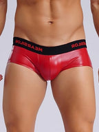Moily Men's PVC Leather Low Rise Latex Shorts Bulge Pouch Boxer Brief Clubwear Hot Pants