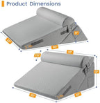 Sasttie Wedge Pillow Set for After Surgery, 2PCS Adjustable Bed Wedge Pillow Headboard with Memory Foam Neck Cushion – for Acid Reflux, Sleeping, Neck & Back Support, Dark Grey
