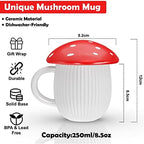 Mushroom Mug With Lid & Gift Box, Toxin Free Heat Retaining Decor Cup Cute Gifts for Women Fly Agaric Mushroom Stuff