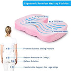 SAIREIDER Office Chair Cushion, Car Seat Cushion, Memory Foam Coccyx Cushion Pads for Tailbone Pain, Sciatica Relief Pillow, Correct Sitting Posture (Pink)