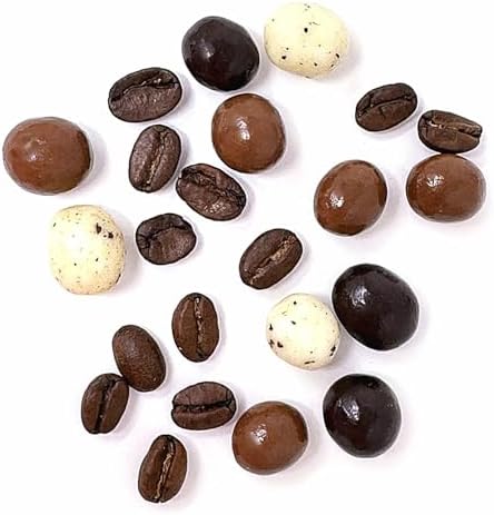 SweetGourmet Chocolate Covered Espresso Beans Blend | White Milk Dark Chocolate | 1 Pound
