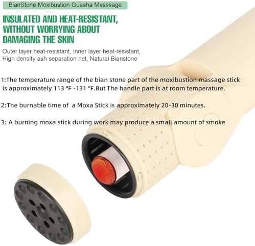Gua Sha Moxibustion Massage Tool for Body, Portable Multi-Angle Adjustable Bian Stone Moxibustion Stick for Warming Massage Relaxation, Home/Travel/Outdoor Use (Come with 2 Set Moxa Sticks)