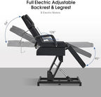 BarberPub Fully Electric Facial Bed with 3 Motor for Esthetician, Electric Tattoo Chair for Client, Facial Bed for Esthetician, Electric Adjustment 2751 (Black, Height (Flat): 25.2"–37")