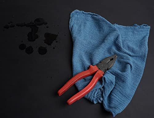 Cotton Shop Towels Blue – (Pack of 150) Size 14x14 Inches Cleaning Rags – Absorbent Shop Rags and Multipurpose Cleaning Towels for Automobiles, Industries, Garage and Homes