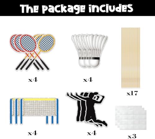Set of 16,Badminton Theme Centerpiece Sticks,Boy Kid Birthday Table Toppers,Badminton Lovers Party Decorations, Sports Party Happy Birthday Cake Picks for Sportsman.
