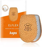 Heel Cushioning Shoe Insoles, Heel Support Cups, Vegetable-Tanned Leather and Soft Latex, Self-Adhesive Backing, Kaps Elflex, Various Sizes, 1 Pair (Women/US 7-9 / EUR 38-40)