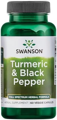Swanson Organic Turmeric & Black Pepper Joint Health Supplement for Active Adults Seeking Anti-Inflammatory Support with Enhanced Bioavailability (60 Vegan Capsules)
