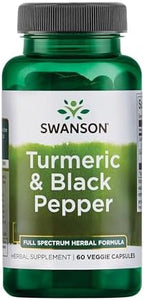 Swanson Organic Turmeric & Black Pepper Joint Health Supplement for Active Adults Seeking Anti-Inflammatory Support with Enhanced Bioavailability (60 Vegan Capsules)
