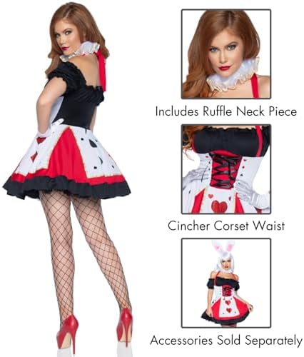 Pretty Playing Card Queen of Hearts Costume with Neck Piece