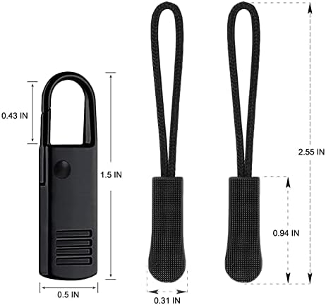 Zipper Pulls, 8PCS Black