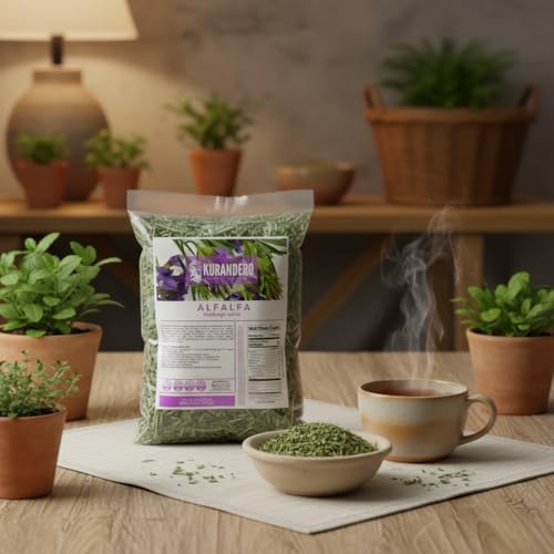 KURANDERO Alfalfa Herbal Tea – 4 oz (113g) – 100% Natural Hojas de Alfalfa – Traditional Loose Leaf Tea from Mexico – Caffeine-Free, Vegan, Farm-Grown