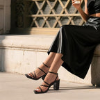 DREAM PAIRS Women's Heels Chunky Block Strappy Square Open Toe Ankle Buckle Heeled Sandals Wedding Party Dress Shoes Indie