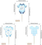 36 PCS Bodysuit Cupcake Toppers Double Sided It's a Boy Cupcake Picks Blue Gingham Theme Party Decorations for Boys Kids Birthday Gender Reveal Baby Shower Party Cake Decorations Supplies