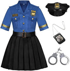 Cuteshower Girls Police Officer Costume Cop Uniform for Halloween Dress Up 3-10Years