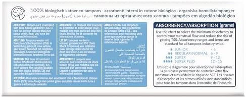 Natracare Non-Applicator 100% Organic Cotton Tampons, Super, Totally Chlorine Free, Biodegradable and Compostable (1 Pack, 20 Tampons Total)