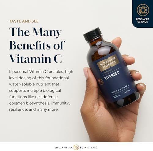 Quicksilver Scientific Liposomal Vitamin C - 1000mg Buffered Liquid Vitamin C Supplement - Immune + Antioxidant Support - Liposomes for Superior Absorption - Vegan + Non-GMO (4oz / 120ml)