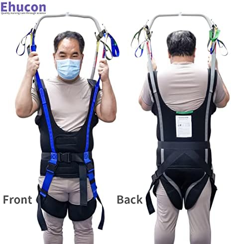 EZ Assistive Patient Lift Walking Sling Medical Hoist Standing Aids for Ambulating Support Training, Pelvic Padded 500lbs Safety Loading Weight (Black-M)