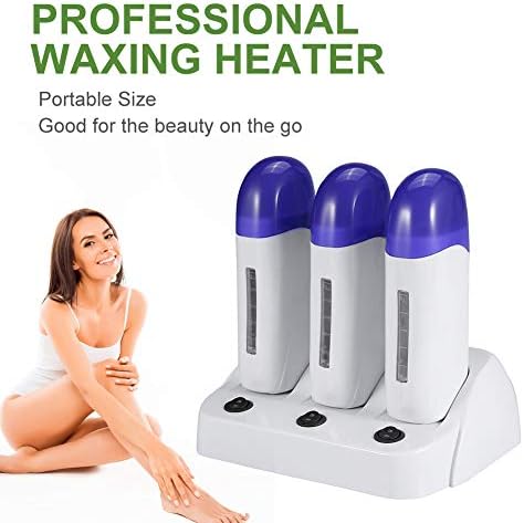 Portable Wax Epilator Set with Triple Roller Warmer for Body Hair Removal