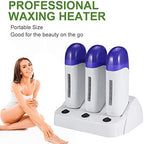 Portable Wax Epilator Set with Triple Roller Warmer for Body Hair Removal