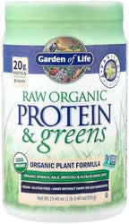 Garden of Life Raw Protein & Greens Vanilla Protein Powder – 20g Plant Based Greens Powder, Probiotics & Enzymes, Post-Workout Recovery, Vegan, Gluten-Free, Non-GMO, 20 Servings