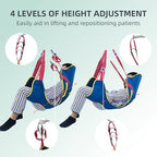 Full Body Patient Lift Sling Size S, Toileting Transfer Slings, Head and Back Support, Split Legs with Commode Opening, 5 Handles, 6 Straps, Lifting Sling Compatible with Various of Lifts
