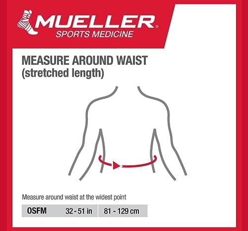 Mueller Sports Medicine Adjustable Back & Abdominal Support, Belt, Back Pain Relief Support for Men and Women, Ideal for Lower Back Pain, Weakness, Fatigue, Black, One Size