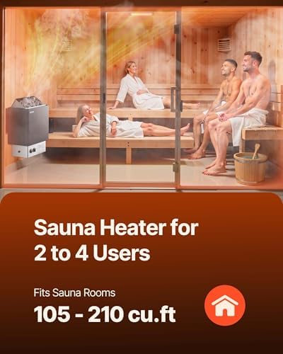 VEVOR Sauna Heater,220V Electric Sauna Stove, Steam Bath Sauna Heater 3h Timer and Adjustable Temp for Max. 176-318 Cubic Feet, (4.5KW) FCC Certification
