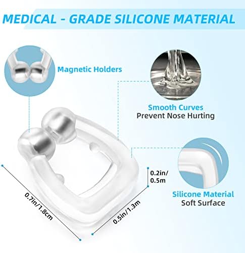 Anti Snoring Devices, Silicone Magnetic Anti Snoring Nose Clip, 6PCS Snore Stopper, Effective to Stop Snoring, Quieter Restful Sleep (White)