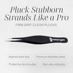 Pointed Tweezers - Sharp Precision Needle Nose Tip, Best Tweezers for Eyebrows and Ingrown Hair, Surgical Pointed for Blackheads & Splinters (Black)