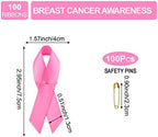 WANDIC Polyester Ribbon Satin Pins, Cancer Awareness Ribbon Pins Hope Faith Awareness Brooch for Party Event Supplies Clothing Decoration, 7.5cm