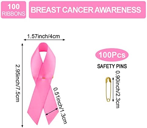 WANDIC Polyester Ribbon Satin Pins, Cancer Awareness Ribbon Pins Hope Faith Awareness Brooch for Party Event Supplies Clothing Decoration, 7.5cm