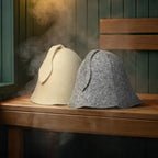 Grey and White Sauna Hat Pack of 2-100% Organic Wool Felt Hats for Russian Banya - Protect Your Head from Heat - English Sauna eBook Guide Included