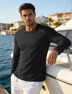 EKLENTSON Men's Cotton Crewneck T-Shirts Long Sleeve Plain Tee Moisture Wicking Casual Tshirts Solid Color