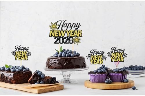 New Year Cake Toppers for New Year Party Decoration Supplies (happy new year)