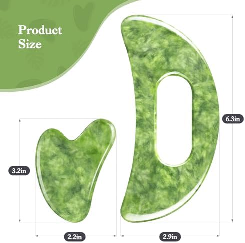 3 PCS Jade Stone Gua Sha Massage Tool Large Guasha Board with Handle Muscle Scraping Massage Tools Body Sculpting Anti Cellulite Spa Acupuncture Tools,Full Body Deep Tissue Massage