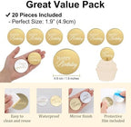 20PCS Gold happy Birthday Cupcake Toppers, Circle Mirror Birthday Cupcake topper, Gold Acrylic Birthdays Cup Cake Toppers Decoration for Party