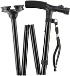 Folding Cane with Led Light, Adjustable Canes for Men and Women, Walking Stick for Elderly with Cushion Handle and Pivoting Quad Base for Hiking Mountain Climbing Backpacker…