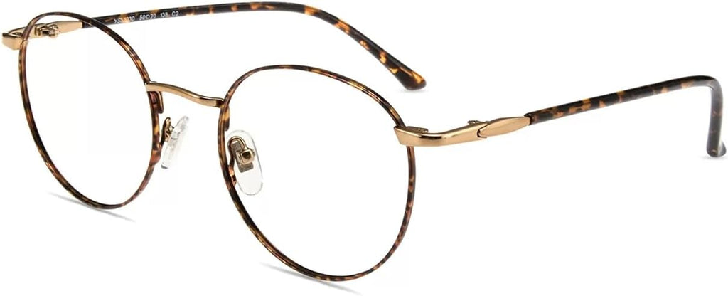 Firmoo Blue Light Blocking Glasses for Computer Reading Retro Metall Round Frame for Women Men