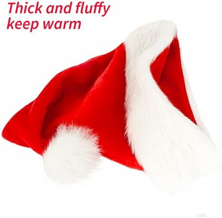 BOSONER Santa Hat,Xmas Holiday Hat for Kids,Unisex Velvet Comfort Christmas Hats Extra Thicken Classic Fur for Christmas New Year Festive Holiday Party Supplies