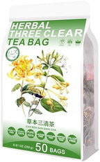 Plant Gift 50 Cups Herbal Three Clear Tea Bag (草本三清茶 CAO BEN SAN QING CHA) 8.81oz (10g*25bags/250G) Barley, Licorice, Mulberry Leaf, Dandelion, Natural Mixed Herbal Combination of Floral Tea