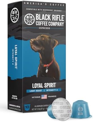 Black Rifle Coffee Company 30 Loyal Spirit Espresso Capsules – Light Roast, Nutty Citrus & Caramel, Nespresso® OriginalLine Compatible