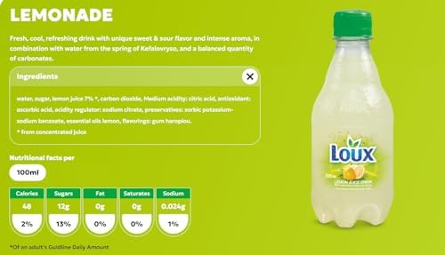 Loux | Greek Soft Drink | Lemon | Pack of 12 | 330ml