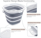 Goderewild Collapsible Bucket, 2.6 Gallon (10L) - Square Foldable Mop Bucket for House Cleaning, Car Washing, Camping - Portable Water Pail for Outdoor, RV, Travel (Grey)